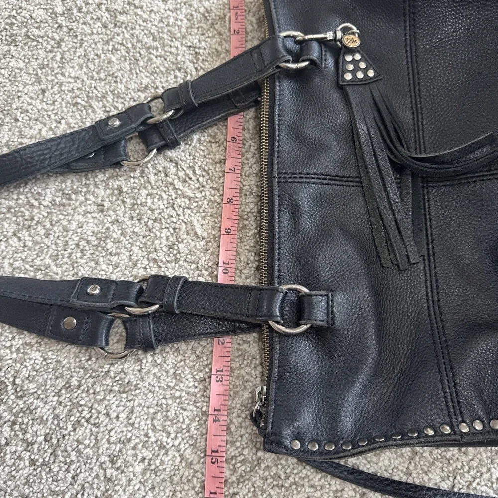 The Sak Silverlake Black Leather Studded Fringe Tote